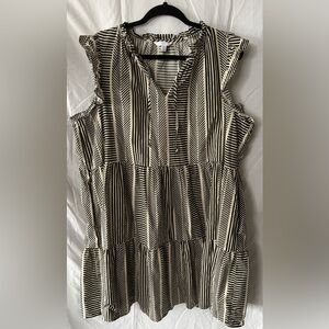 Time and Tru Black and White Striped Midi Dress